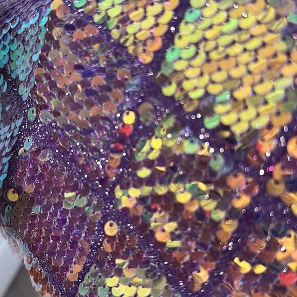Faeriesty Purple Spaghetti Strap Sequin Bodycon Party Mini Dress Ladies Small - Picture 9 of 15